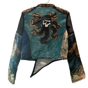Disney Descendants Uma Pirate Jacket Teal Blue Gold Octopus Skull Costume 4-6X